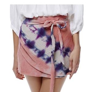 Free people pink tie dye skirt